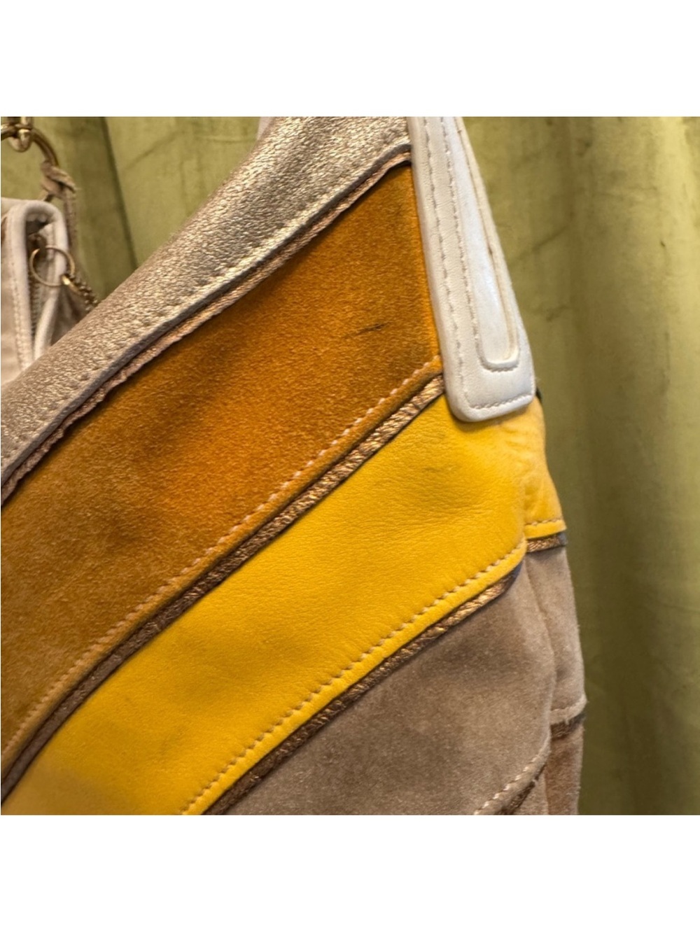 Coach 2004 Chevron Gold, Yellow, & Metallic Hobo Bag RARE Style No. 3664 - Picture 5 of 10